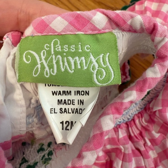 Classic Whimsy Sea Turtle Smocked Dress Pink Gingham Size 12M - Picture 7 of 11